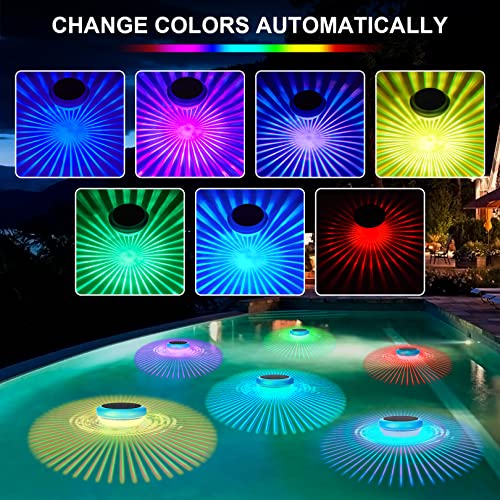 Floating Pool Lights, Pool Lights That Float with RGB Color Changing Waterproof Solar Pool Lights for Swimming Pool at Night LED Pool Lights for Outdoor Pool Pond Hot tub Fountain Garden (4 Pack)