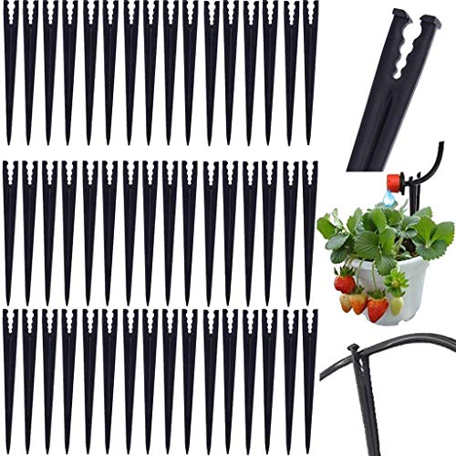 IYSHOUGONG 200 Pcs Plastic Irrigation Support Stakes Irrigation Drip Support Stakes for 1/4" Tubing and Emitters/Drip Irrigation Kits/Garden Tools