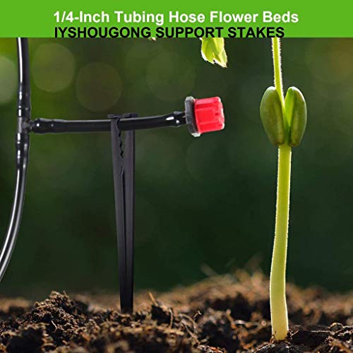 IYSHOUGONG 200 Pcs Plastic Irrigation Support Stakes Irrigation Drip Support Stakes for 1/4" Tubing and Emitters/Drip Irrigation Kits/Garden Tools