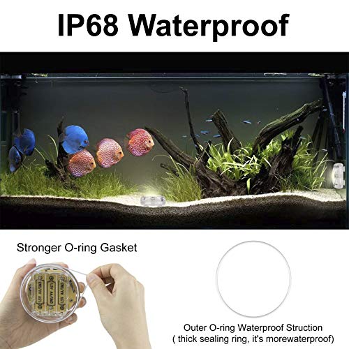 HONGUT Battery Operated Pond Lights, Waterproof Submersible LED Lights with RF Remote, 12 Colors Underwater Bathtub Shower Lights with Suction Cups for Pool, Pond Aquarium, Garden，Fish Tank, 2 Pack