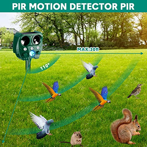 Solar Powered Ultrasonic Animal Repellent Waterproof Cat Repellent with Motion Detector Squirrel Repellent Bird Deterrent Devices Outdoor Solar Deer Repellent Devices for Outdoor (Black, Green, 4 Pcs)