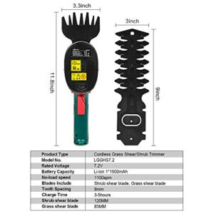 LANNERET 7.2V Lithium-Ion Cordless Grass Shear/Shrub Trimmer Combo with Rechargeable Battery and Charger Included,Outdoor Power Tools,Green