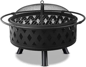 leayan garden fire pit portable grill barbecue rack outdoor large bonfire wood burning patio coal grill firepit for grill charcoal grill with spark screen with cover bbq cooking for camping