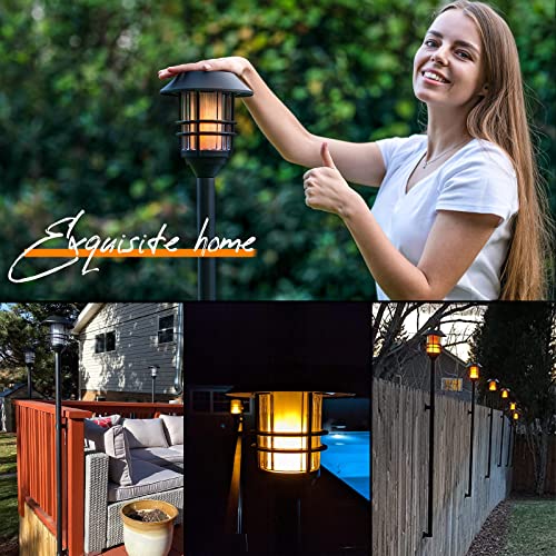 ZOOHAR Solar Outdoor Lights,Extra-Tall Solar Torches with Flickering Flame 4-Pack Waterproof Garden Lights,Stainless Steel Pathway Lighting Garden Decor, Yard Decorations Outdoor Auto On/Off