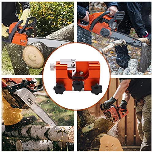 Hand Crank Chainsaw Sharpener Portable Manual Chain Sharpening Jig with Grinding Head Detachable Crank 1220in Chain Saw Guide Sleeve for Lumberjack Garden Worker