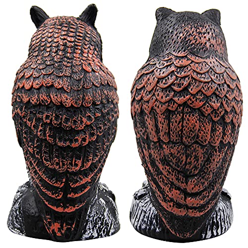 Hausse 4 Pack Fake Horned Owl Bird Scarecrow Decoy, Plastic Owl Bird Deterrents, Halloween Outdoor Decoration, Nature Enemy Pest Repellent for Outdoor Garden Yard