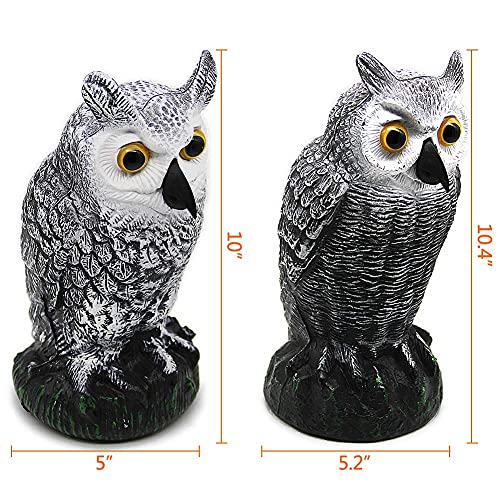 Hausse 4 Pack Fake Horned Owl Bird Scarecrow Decoy, Plastic Owl Bird Deterrents, Halloween Outdoor Decoration, Nature Enemy Pest Repellent for Outdoor Garden Yard