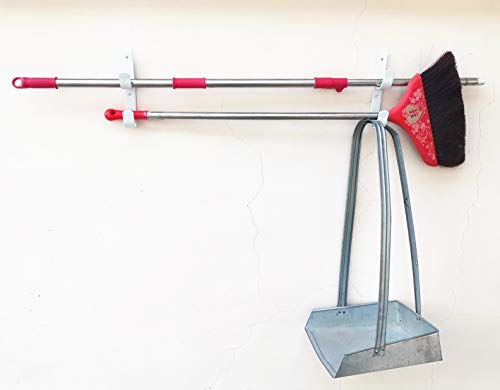 2 PCS Set Wide Pool Pole Hangers Heavy Duty Aluminium Holder Hooks with Screws Perfect Hook Holders for Swimming Pool,Telescopic Poles,Skimmers,Nets Brushes,Vacuum Hose,Garden Equipment Etc (white)