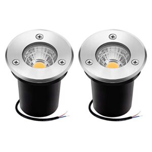 ZUCKEO Low Voltage Landscape Lights 3W LED Well Lights, 12V-24V Landscape Lighting Outdoor In-Ground Lights IP67 Waterproof Paver Light for Driveway Deck Step Garden Warm White (2 Pack)