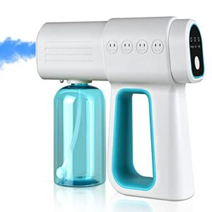professional disinfectant fogger machine, 380ml wireless nano sprayer gun handheld sanitizer fogger, blue light foggers for touchless sanitization (blue)