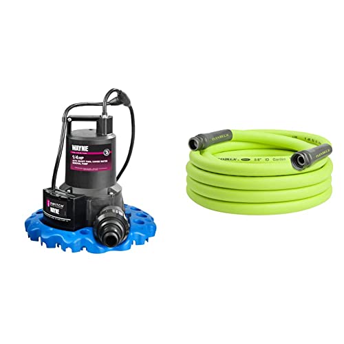 Wayne 57729-WYNP WAPC250 Pool Cover Pump, Blue & Flexzilla Garden Hose 5/8 in. x 25 ft, Heavy Duty, Lightweight, Drinking Water Safe, ZillaGreen - HFZG525YW-E