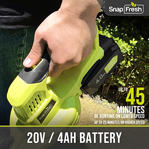 Cordless Blower & Vacuum - SnapFresh 2 in 1 Electric Blower with 4.0Ah Lithium Battery & 2h Fast Charger, 20V Handheld Vacuum Sweeper with Bag for Small Trash, Car, Dust, Pet Hair, Corner Cleaning