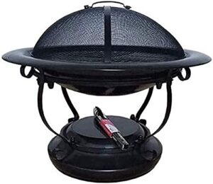 leayan garden fire pit portable grill barbecue rack outdoor fire pits round iron brazier charcoal heating, multi-functional elegant black square outdoor patio with cover bbq cooking for backyard, a