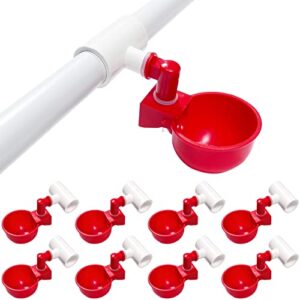 letsfix chicken water cups for pvc with tee, automatic waterer kit for poultry, diy pvc water feeder for chicken/duck/quail/turkey, chicken waterer [8 pack]