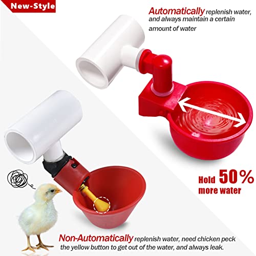 letsFix Chicken Water Cups for PVC with Tee, Automatic Waterer Kit for Poultry, DIY PVC Water Feeder for Chicken/Duck/Quail/Turkey, Chicken Waterer [8 Pack]