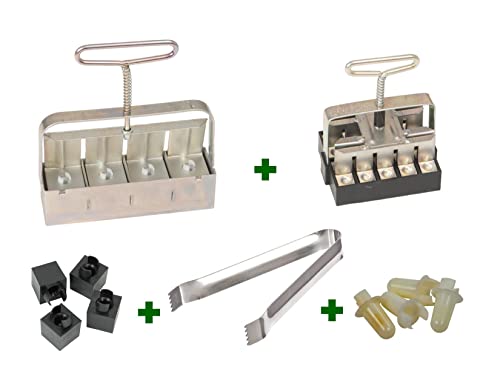 Ladbrooke Genuine Soil Block Maker - 5-Pc. Essentials Nesting System Includes Mini 4, Micro 20, Cubic Inserts, 1" Seed Dibbles, and Grow Tweezers, Made in England