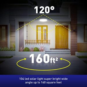 Solar Lights Outdoor Waterproof, Motion Sensor, Large illuminated area, 120 Degree Wide Angle, 32 Ft Long Sensing Distance, 3 Optional Modes, Solar Wall Lights for Garden,Front Door,Deck[2 Pack]