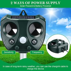 Ultrasonic Animal Repellers, Solar Ultrasonic Animal Repellent with Motion Detector, Weatherproof Outdoor Solar Animal Repeller for Garden Lawn Yard Farm Dog, Cat, Deer, Rat, Squirrel, Mole (2)