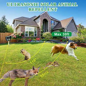 Ultrasonic Animal Repellers, Solar Ultrasonic Animal Repellent with Motion Detector, Weatherproof Outdoor Solar Animal Repeller for Garden Lawn Yard Farm Dog, Cat, Deer, Rat, Squirrel, Mole (2)