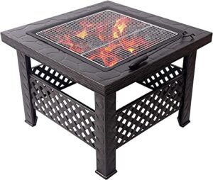 leayan garden fire pit grill bowl grill barbecue rack fire pits outdoor garden burning fire pit bowl terrace metal barbecue table, patio lawn backyard barbecue party outdoor fireplace, 66cm