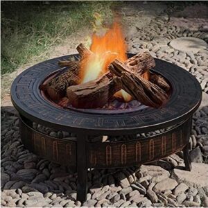 LEAYAN Garden Fire Pit Portable Grill Barbecue Rack Fire Pit Bonfire Wood Burning Patio Coal Grill Firepit for Grill Charcoal Grill with Spark Screen Poker with Cover BBQ Cooking for Camping Backyard