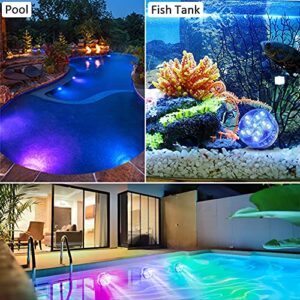 Pool Lights 2 Pack, Submersible LED Lights - Full Waterproof Underwater Pond Lights with Remote, Color Changing, Magnetic Bathtub Lights with Suction Cup Hot Tub Light for Pond Fountain Garden Party