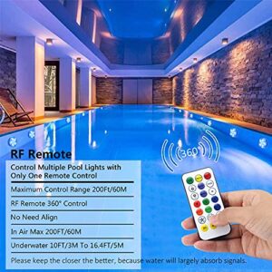 Pool Lights 2 Pack, Submersible LED Lights - Full Waterproof Underwater Pond Lights with Remote, Color Changing, Magnetic Bathtub Lights with Suction Cup Hot Tub Light for Pond Fountain Garden Party