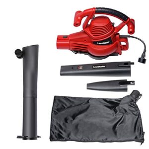 LawnMaster Red Edition BV1210E 1201 Electric Blower Vacuum Mulcher 12 Amp Variable Speed with Metal Impeller 240 MPH 380 CFM 16:1 Mulch Ratio