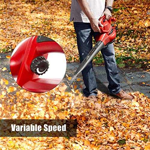 LawnMaster Red Edition BV1210E 1201 Electric Blower Vacuum Mulcher 12 Amp Variable Speed with Metal Impeller 240 MPH 380 CFM 16:1 Mulch Ratio