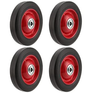 pingeui 4 pcs 8 inch solid rubber tire, flat free solid rubber wheels, hand truck replacement wheels, 1/2-inch axle hole, 220 lbs max load-bearing capacity