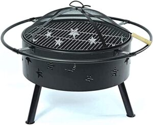 leayan garden fire pit portable grill barbecue rack fire pit grill wood burning – 28 inch large bonfire patio backyard firepit large for with round spark with cover bbq cooking for camping backyard