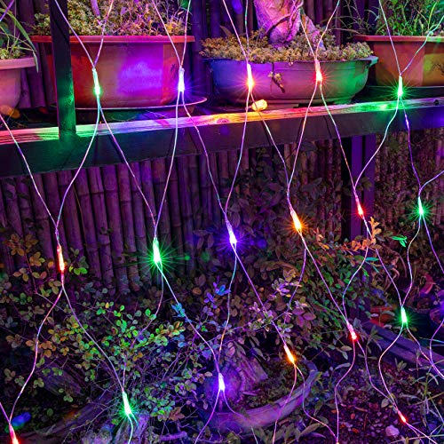 AWQ 200 LED 9.8ft x 6.6ft String Lights Net Mesh Lights Christmas Net Lights 8 Modes for Christmas Wedding Party Home Garden Lawn Bushes Indoor Outdoor Decor (9.8ft x 6.6ft, Multicolor)