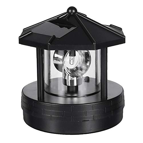 Solar Powered Lighthouse, 360° Rotating Lamp Solar Garden Lights Waterproof LED Patio Lighthouse Decorative for Outdoor Garden Yard Lawn Patio