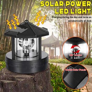 Solar Powered Lighthouse, 360° Rotating Lamp Solar Garden Lights Waterproof LED Patio Lighthouse Decorative for Outdoor Garden Yard Lawn Patio