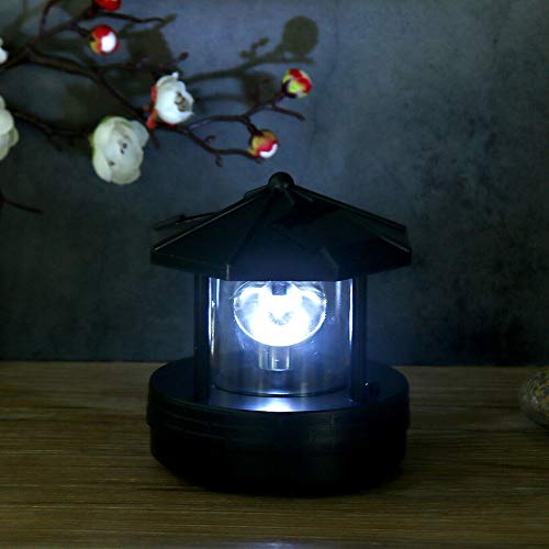 Solar Powered Lighthouse, 360° Rotating Lamp Solar Garden Lights Waterproof LED Patio Lighthouse Decorative for Outdoor Garden Yard Lawn Patio