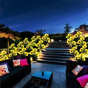 MaxDecor Sunflower Solar Garden Lights Outdoor Decorative, 2Pack Upgraded Stake Lights with 6LED Sunflowers, Yard Pathway Solar Flowers Lights for Mom Gifts, Patio, Lawn,Cemetery Easter Decor(Yellow)