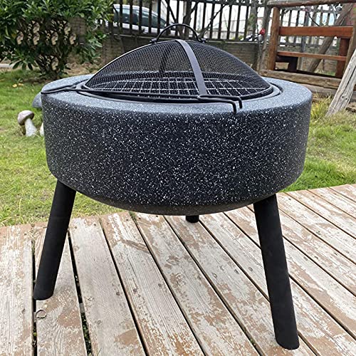 LEAYAN Garden Fire Pit Grill Bowl Grill Barbecue Rack Fire Pit Outdoor fire Pit Table, 23-inch Villa Courtyard Wood Burning fire Pit, Used for Outdoor Cooking and Barbecue