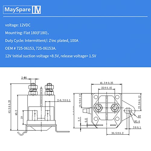 MaySpare Starter Solenoid for Husqvarna 192507 Lawn Tractor Starter Solenoid 725-06153A 725-06153 Compatible with MTD Troy Bilt Yard Man 12VDC