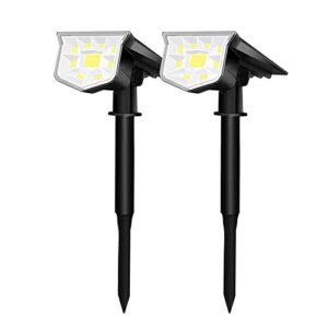 ep 2 pack solar spot lights outdoor, 56 leds ip65 waterproof solar landscape spotlights, solar & usb powered, cool white auto on/off garden lights for walkway, driveway, porch, patio, pool