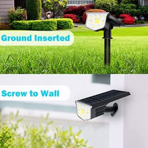 EP 2 Pack Solar Spot Lights Outdoor, 56 LEDs IP65 Waterproof Solar Landscape Spotlights, Solar & USB Powered, Cool White Auto ON/Off Garden Lights for Walkway, Driveway, Porch, Patio, Pool