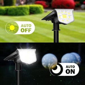 EP 2 Pack Solar Spot Lights Outdoor, 56 LEDs IP65 Waterproof Solar Landscape Spotlights, Solar & USB Powered, Cool White Auto ON/Off Garden Lights for Walkway, Driveway, Porch, Patio, Pool