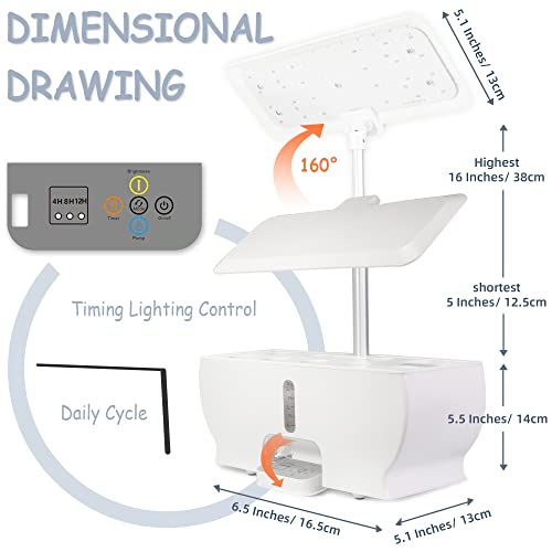 Hydroponics Growing System, 9 Pods Indoor Garden with Cyclically Timed 100 LED Grow Light and Water Pump, Garden Planter Kit for Herbs, Vegetables, Plants Flowers and Fruit (White)