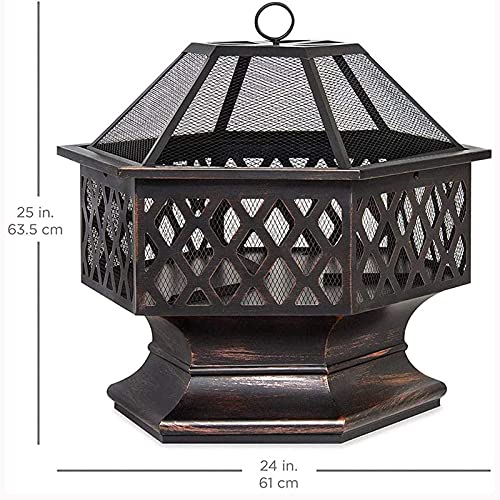 LEAYAN Garden Fire Pit Grill Bowl Grill Barbecue Rack Wood Burning Fire Pit Wood Burning Outdoor Fire Pits Garden 2 in 1 Fireplace for Bonfire Barbecue in The Wild with Grill Grate for Heating