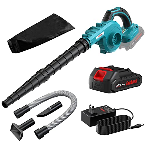 Cordless Leaf Blower, ENEACRO 20V 30000RPM Lithium 2AH Battery-Powered 2 in 1 for Sweeper & Vacuum Leaf/Dust, 5 Variable Speed Lightweight with Battery, Fast Charger