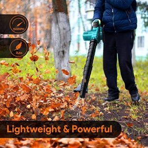 Cordless Leaf Blower, ENEACRO 20V 30000RPM Lithium 2AH Battery-Powered 2 in 1 for Sweeper & Vacuum Leaf/Dust, 5 Variable Speed Lightweight with Battery, Fast Charger