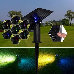 Solar Spot Lights Outdoor Waterproof,58 LEDs 2 Lighting Modes and Colorful Backlight,2-in-1 Adjustable Wireless Wall Lights,Landscape Spotlights for Garden,Yard,Walkway,Driveway,Porch,Patio (2 Pack)