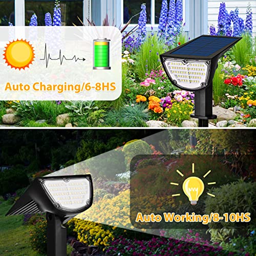 Solar Spot Lights Outdoor Waterproof,58 LEDs 2 Lighting Modes and Colorful Backlight,2-in-1 Adjustable Wireless Wall Lights,Landscape Spotlights for Garden,Yard,Walkway,Driveway,Porch,Patio (2 Pack)