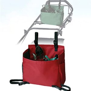 lawn mower organizer bag – 600d heavy duty hanging mower storage pocket garden tool pouch accessories for outdoor gardening, 13″ h x 5″ w x 14″ l (red)