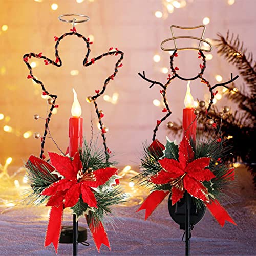 Hanizi 2 Pack Christmas Solar Lights, Outdoor Waterproof Christmas Decoration, Landscape Lighting Path Lights