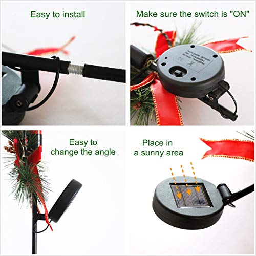 Hanizi 2 Pack Christmas Solar Lights, Outdoor Waterproof Christmas Decoration, Landscape Lighting Path Lights
